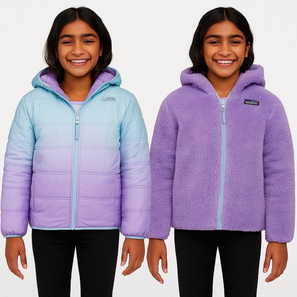 Eddie Bauer Kids Lavender and Light Blue Reversible Jacket